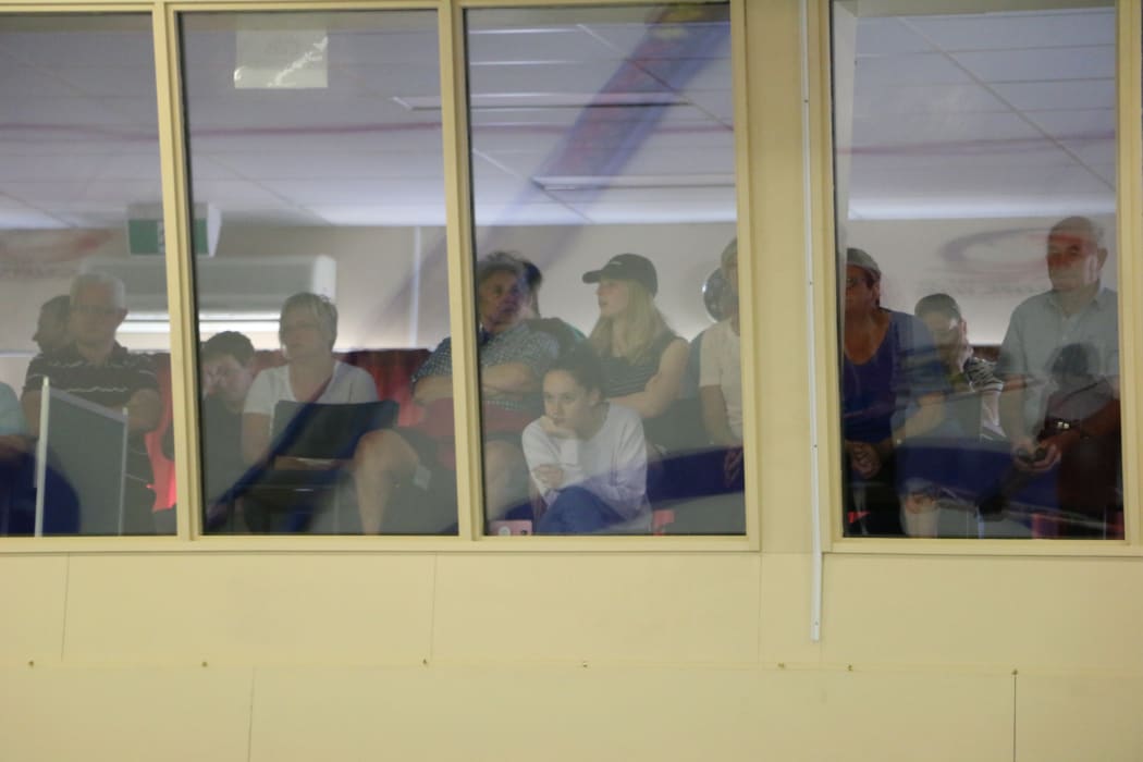 A crowd of Naseby locals watch from the spectators’ lounge