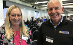 NEMA national controller Wendy Wright and Northland Civil Defence manager Graeme MacDonald.