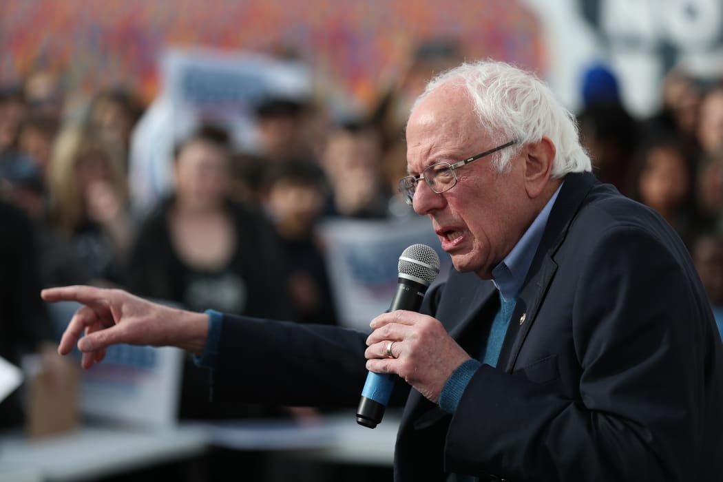Democratic presidential candidate Sen. Bernie Sanders at a campaign field office on February 02, 2020 in Cedar Rapids, Iowa.