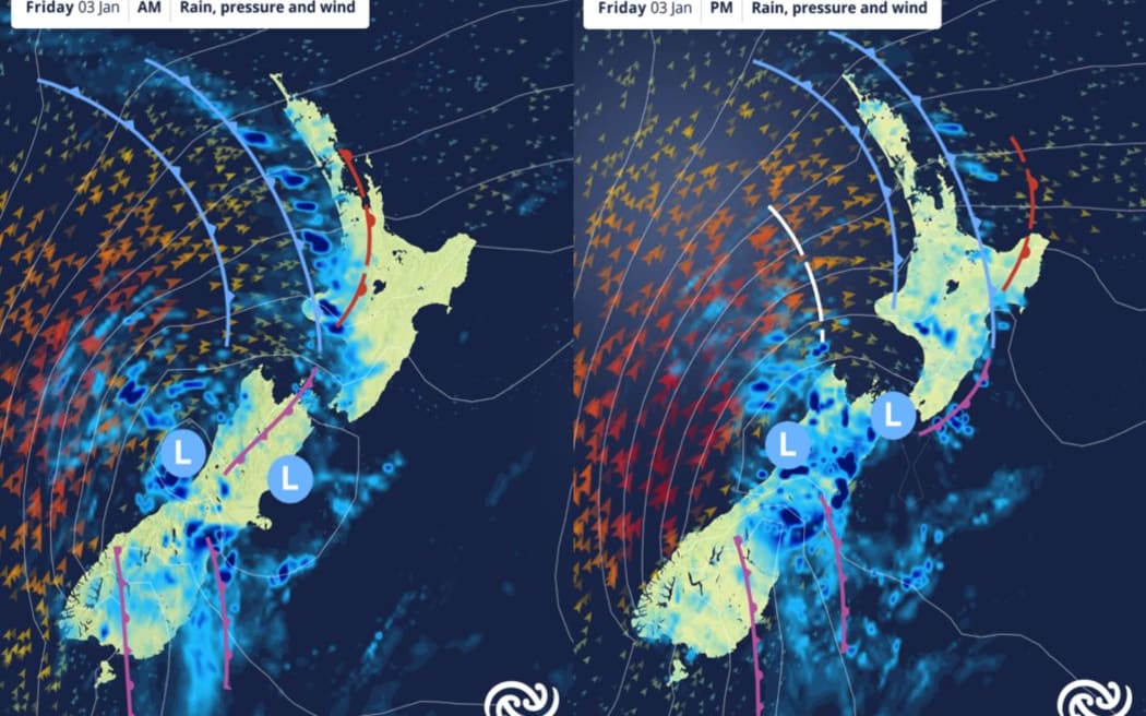 Parts of New Zealand could be in for thunderstorms and hail on Friday.