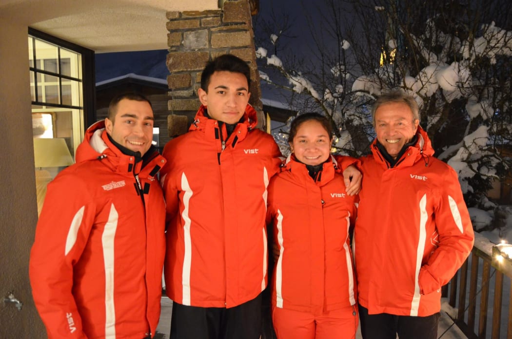 Tonga Ski Team (from left) Director Steve Grundmann, Reinhard Langer, Dyan Wackerbauer and coach Herman Aigner.