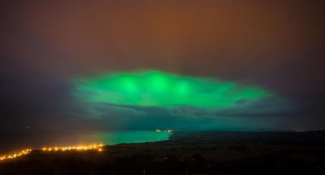 A view of the Aurora Australis on the Brighton coast, south of Dunedin, on 17 March 2015.