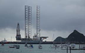 The Ensco 107 jack-up rig has been moored at Port Taranaki for several months.