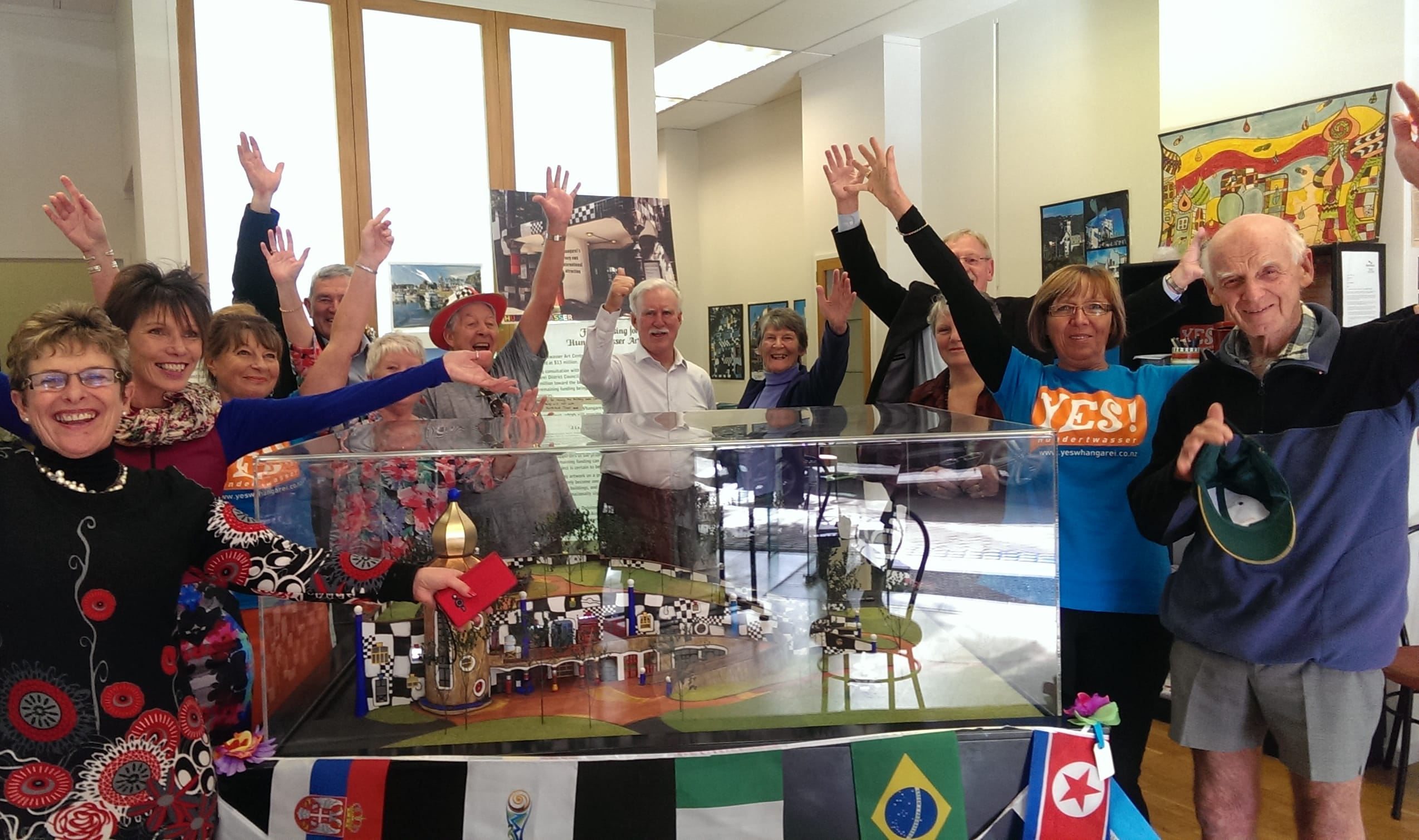 Hundertwasser supporters elated at referendum results.