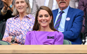 Catherine Princess of Wales court-side of Centre Court during the men's final.