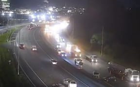 A crash caused delayes on the Ellerslie Panmure Highway on Friday morning,