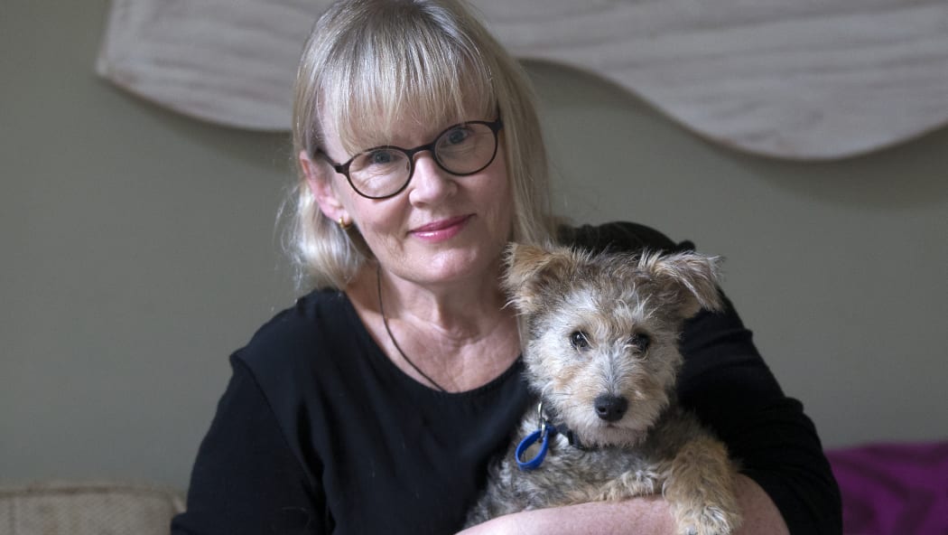 Sharon Murdoch with her dog, Iris