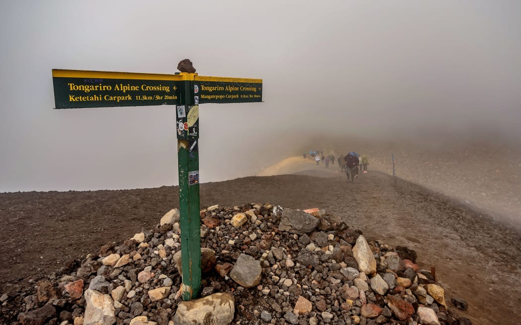 View along the Tongariro Alpine trail Crossing in New Zealand