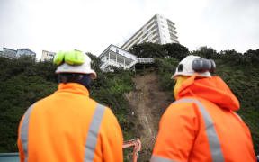 Four people have been forced to evacuate after the slip on Evans Bay Parade, 28.7.2017.