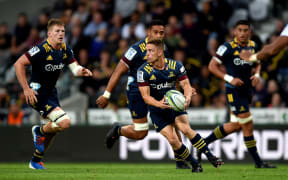 Kayne Hammington of the Highlanders, during the Super Rugby match between the Highlanders and the Sharks, held at Forsyth Barr Stadium, Dunedin, New Zealand.