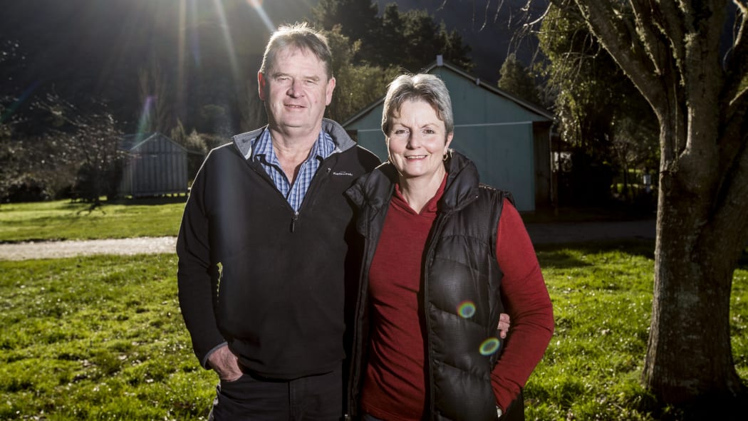 Chris Faulls, left, with his wife and Marlborough District councillor Barbara Faulls at their business Smiths Farm Holiday Park in Linkwater.
