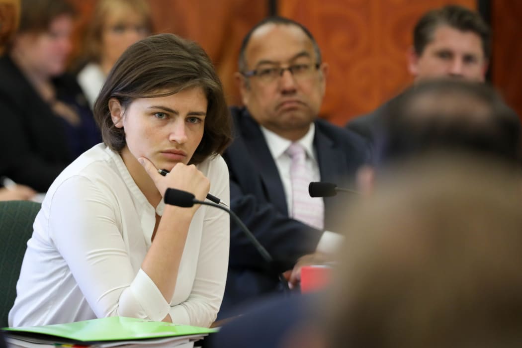 Chloe Swarbrick listens to a submission in Parliament's Transport Select Committee
