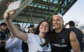 Sonny Bill Williams poses for a selfie in Rio.