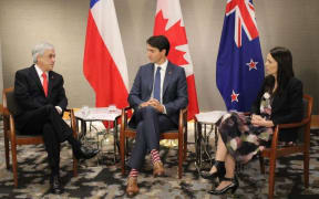 Chilean President Sebastian Pinera, Canada's Prime Minister Justin Trudeau and Prime Minister Jacinda Ardern.