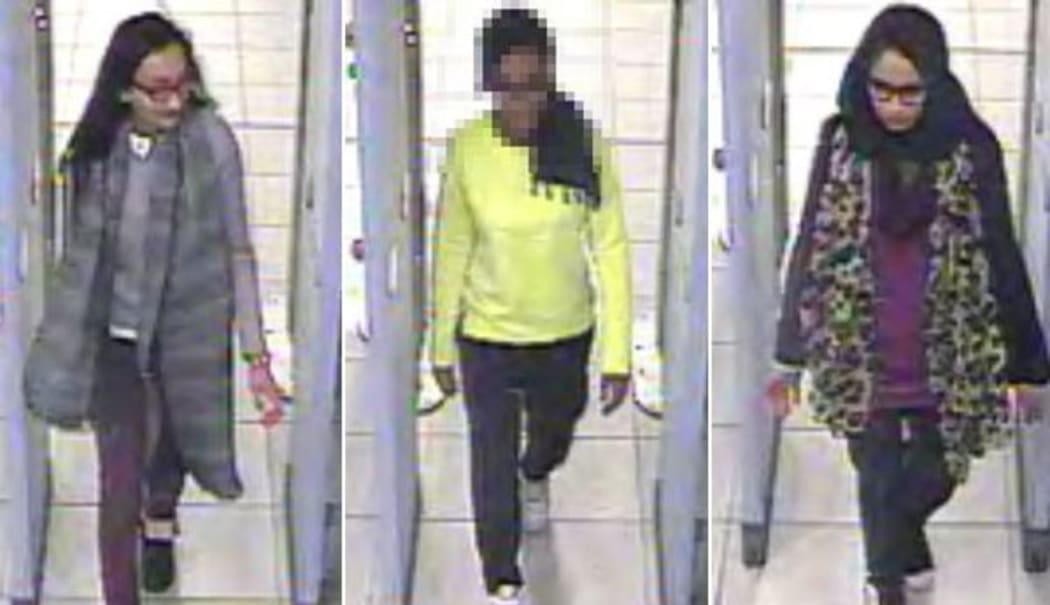CCTV captured the girls passing through security at Gatwick Airport.