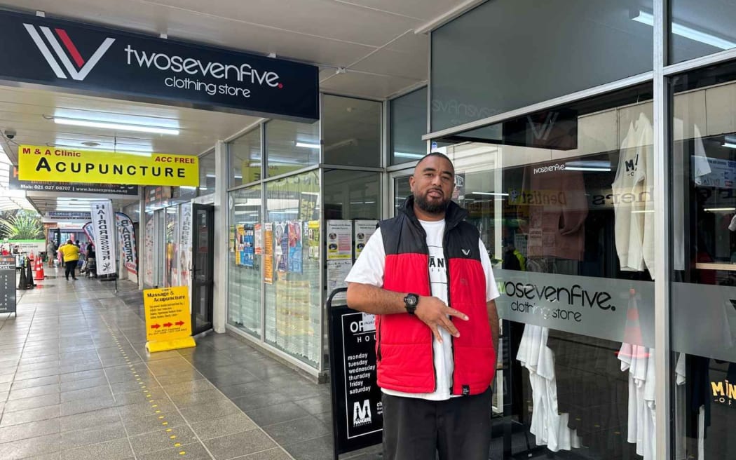Fitz Manase outside his twosevenfive. clothing shop in the Māngere Town Centre. Credit: Pacific Media Network (single use only)
