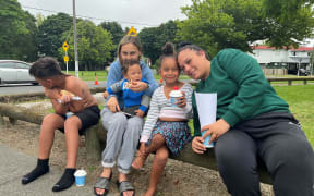 Erin Conner with her family at the Make It Click safety campaign day.