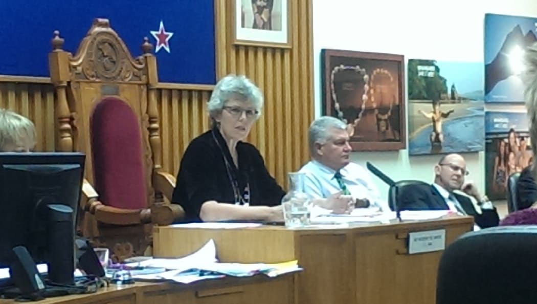 Whangarei District Council chief executive Mark Simpson (in white shirt) at a council meeting.