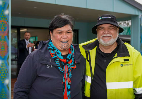 Ratahi Cross with Hon Nanaia Mahuta at the opening of Te Rau Mahara the new accommodation units.