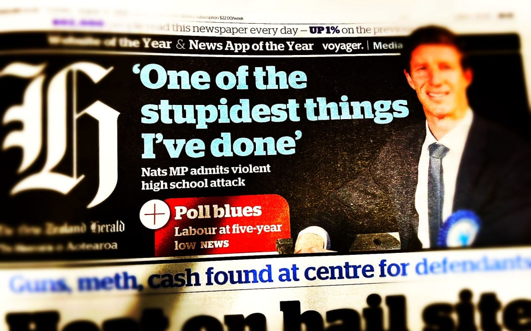 The New Zealand Herald front page reacts to the Sam Uffindell revelations.