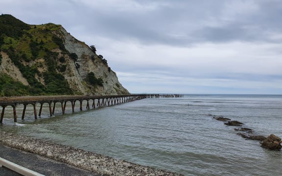 The derelict wharf at Tokomaru Bay.