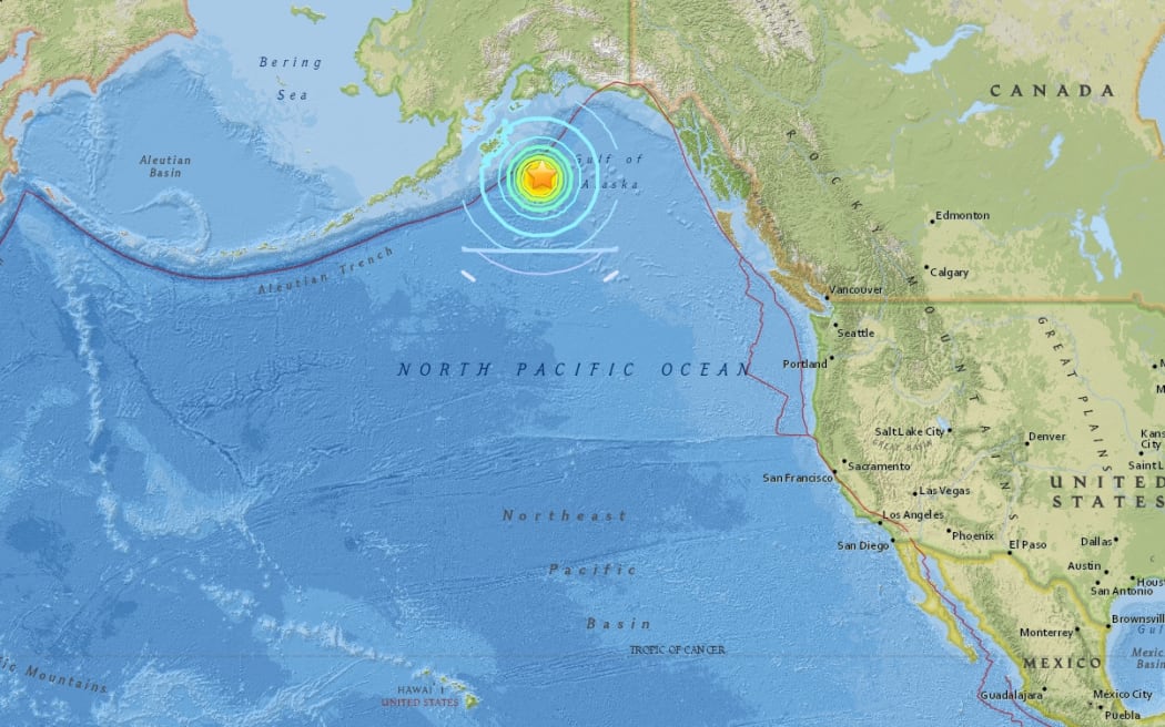 The quake hit about 280km southeast of Kodiak, Alaska.