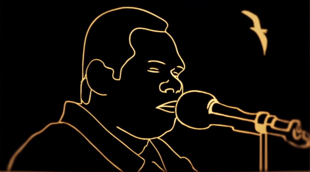 A still from G Yunupingu's video clip for 'Bapa'