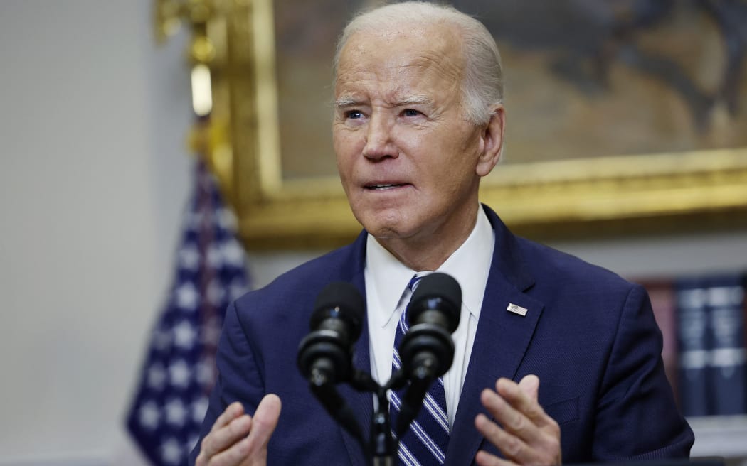 WASHINGTON, DC - FEBRUARY 16: U.S. President Joe Biden delivers remarks on the reported death of Alexei Navalny from the Roosevelt Room of the White House on February 16, 2024 in Washington, DC. Navalny, an anticorruption activist and critic of Russian President Vladimir V. Putin was reported by Russia’s Federal Penitentiary Service to have died in a prison he was recently transferred to in the Arctic Circle.   Anna Moneymaker/Getty Images/AFP (Photo by Anna Moneymaker / GETTY IMAGES NORTH AMERICA / Getty Images via AFP)