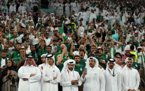 Saudi fans during the 2-1 loss to Mexico at the final match of Group C at the Qatar FIFA World Cup on 1 December 2022.