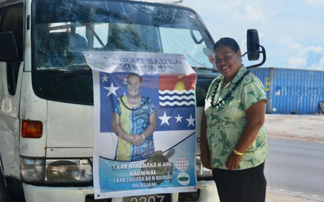 Election candidate Kairao Bauea campaigning in Kiribati’s biggest electorate and capital, South Tarawa, pictured on 13 August 2024.