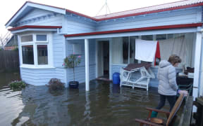 Flooding at a house in South Dunedin.