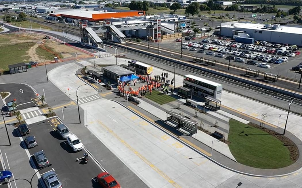 Rotokauri Transport Hub is a connection point for buses and a rail station for the Waikato to Auckland passenger rail service Te Huia.