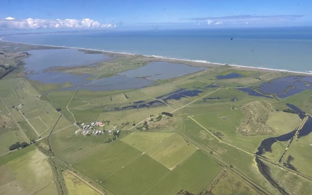 Reporter Kate Green flew along on a Civil Defence fly over areas near Gisborne, as experts assessed the damage from Cyclone Gabrielle, on 18 February, 2023.