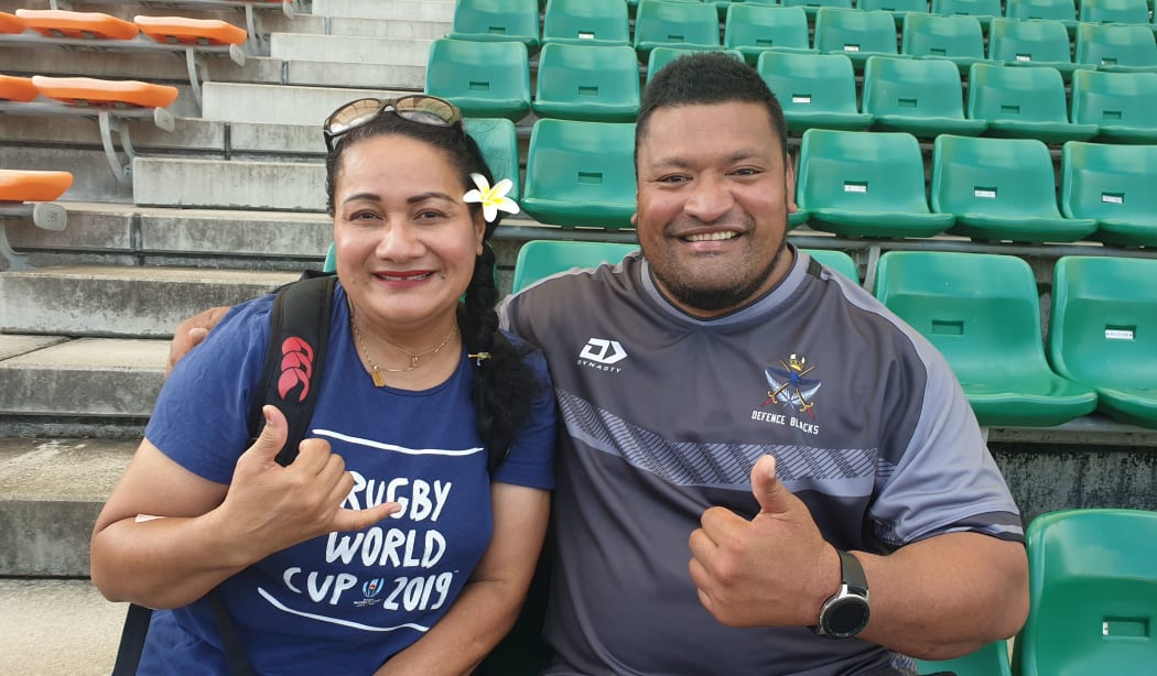 Samoan Josie Tada and her cousin Malaga Leota who is the scrum coach for the Defence Force rugby team.