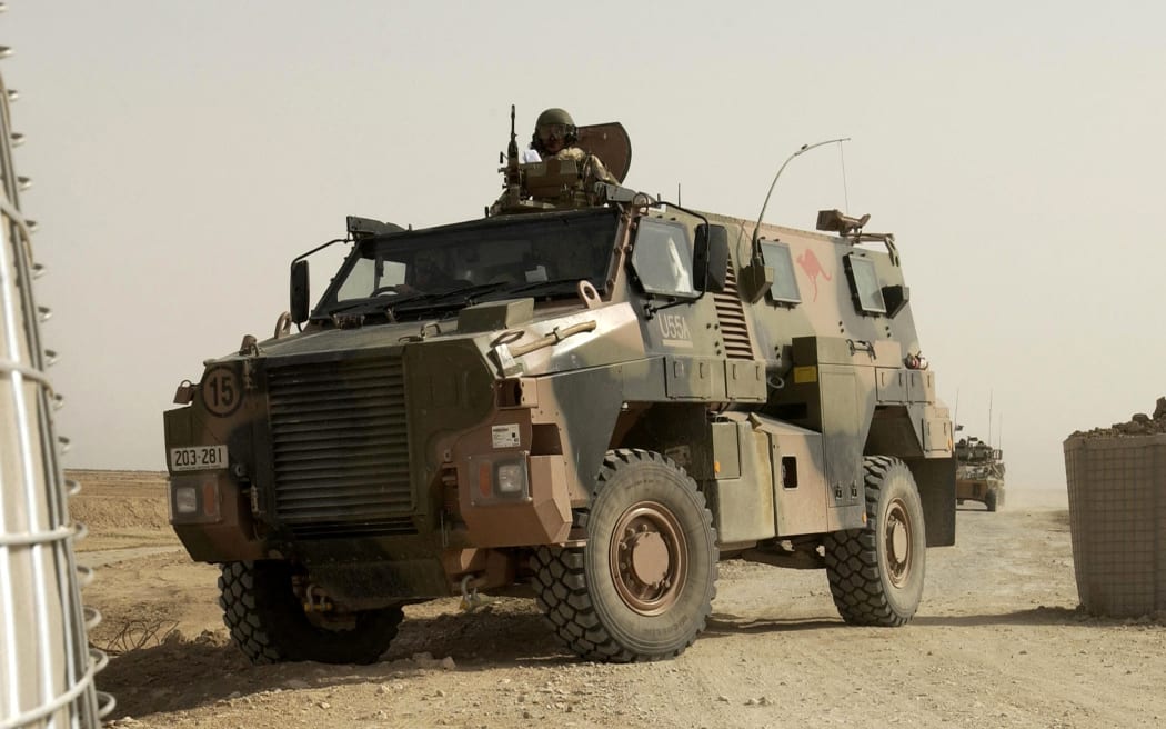 An Australian Army Bushmaster Infantry Mobility Vehicle (IMV) on patrol at an undisclosed location in Iraq.