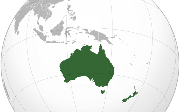 Australia and New Zealand on a Map