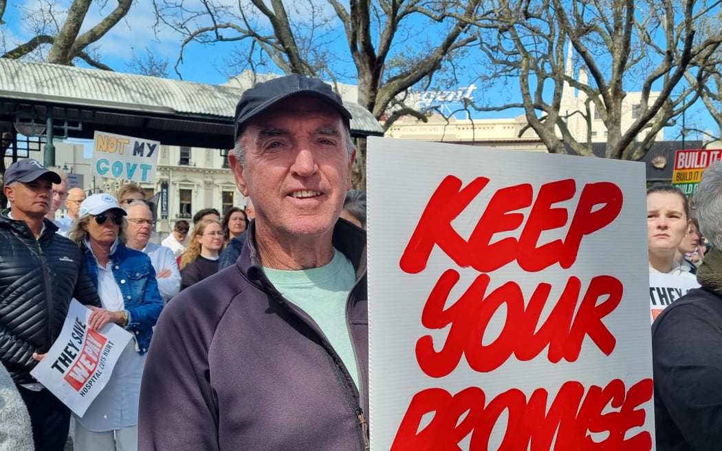 Protesters say the lower South Island will pay for any cuts made to the new Dunedin Hospital.