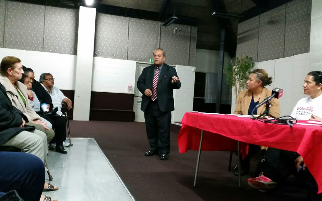 Mangere MP Su'a William Sio addressing the meeting.