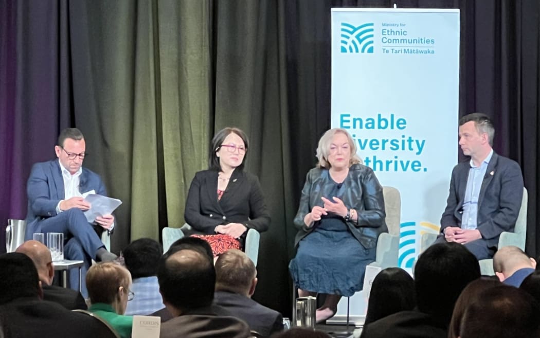 Inaugural ethnic business symposium 11 Oct 2024. Hon Melissa Lee (Economic Development, Ethnic Communities, Assoc ACC), Hon Judith Collins (Science, Innovation and Technology), and Hon David Seymour (Regulation, Assoc Finance)
