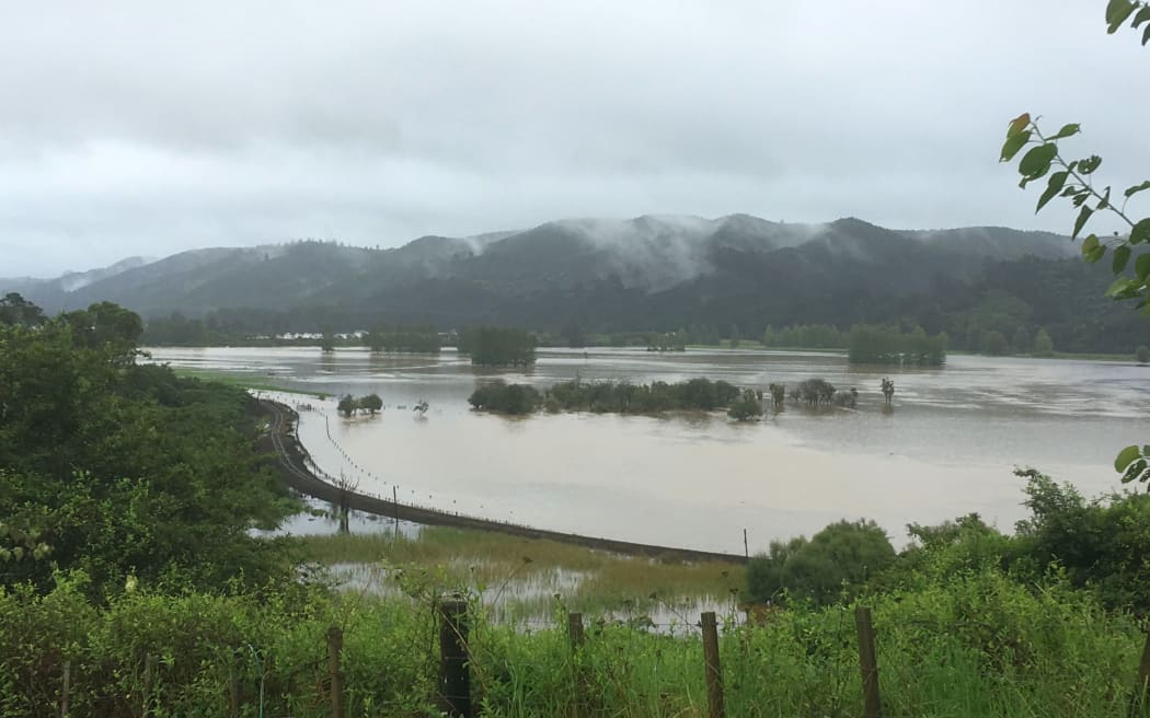 Land around Kawakawa in Northland was left underwater after heavy rainfall.