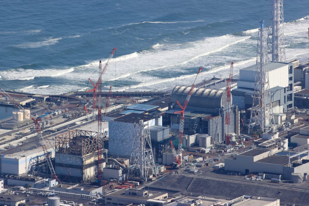 An aerial photo shows Fukushima No. 1 nuclear power plant in Okuma town, Fukushima Prefecture on April 7, 2021.