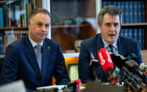 Chris Bishop & Simon Watts during an embargoed press conference about proposed local government reforms - 25 November 2025. EMBARGO UNTIL 1700 25/11/25
