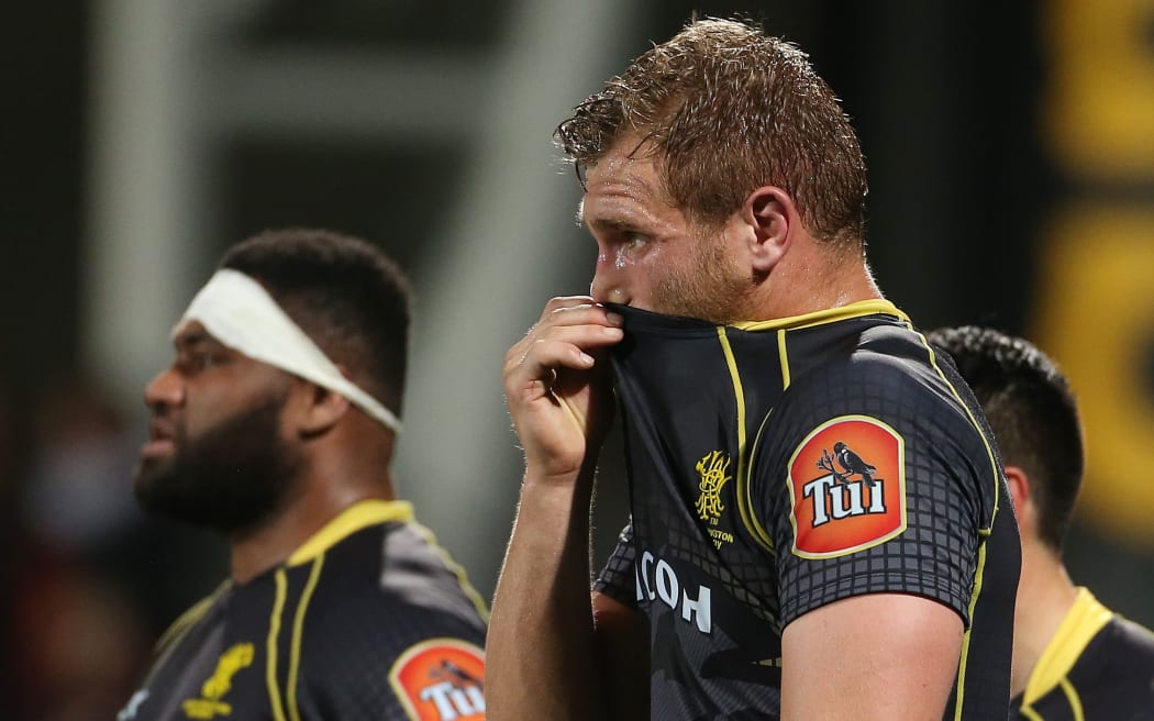 Wellington No.8 Brad Shields looks on despondently