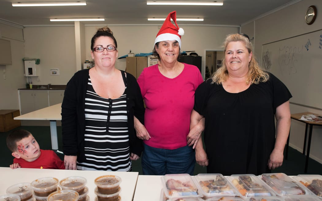 Olivia Stonyer, middle, with Happiness Inn volunteers Karina Grime and Sandra Budden.