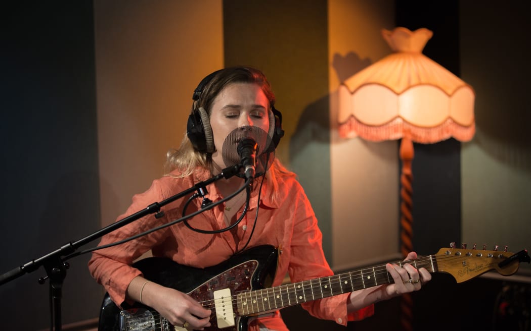 Georgia Nott in the RNZ Auckland Studio for a live session