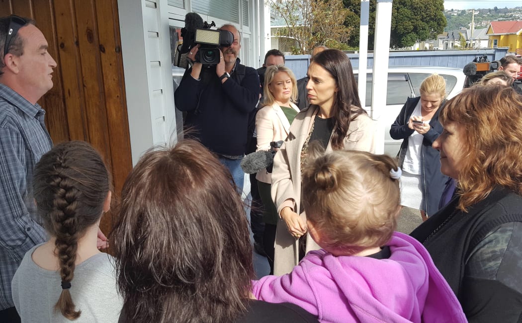 Jacinda Ardern out chatting to the public.