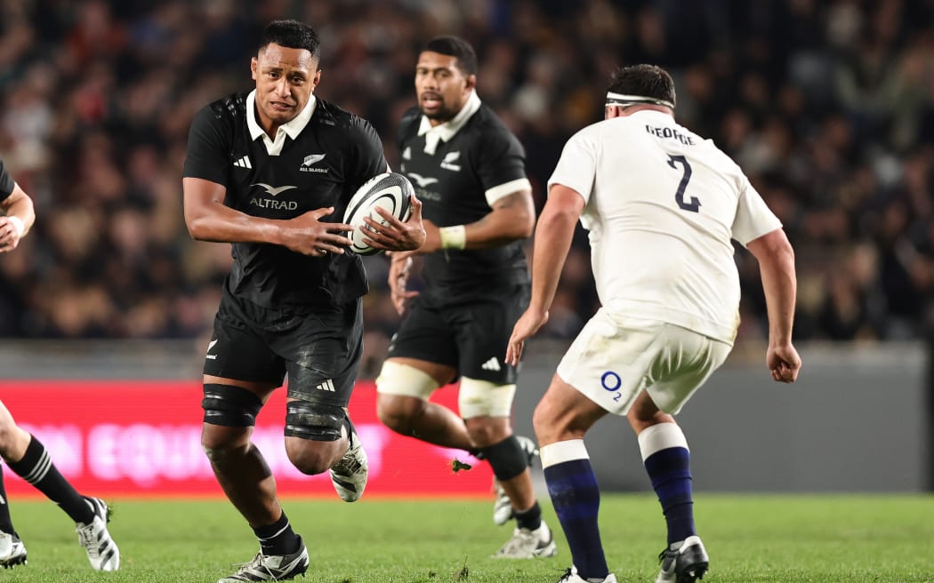 All Blacks flanker Samipeni Finau in action against England at Eden Park.