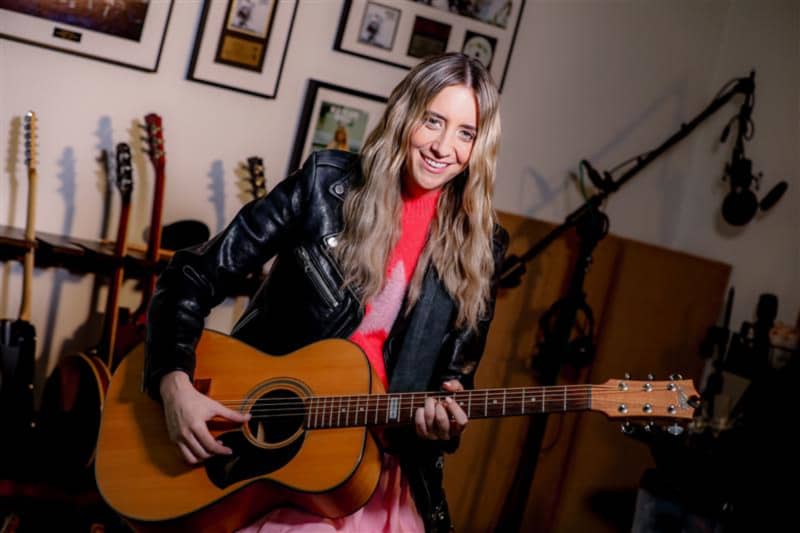 Country music star Kaylee Bell in her home music studio in Auckland.