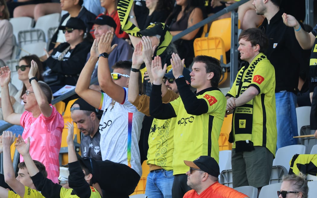 Fans during the A-League Women - Wellington Phoenix v Melbourne City FC at Porirua Park on the 30 March 2025.