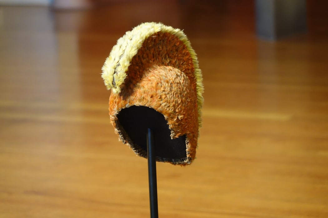 The Mahiole or Hawaiian helmet gifted to Captain Cook in 1779.